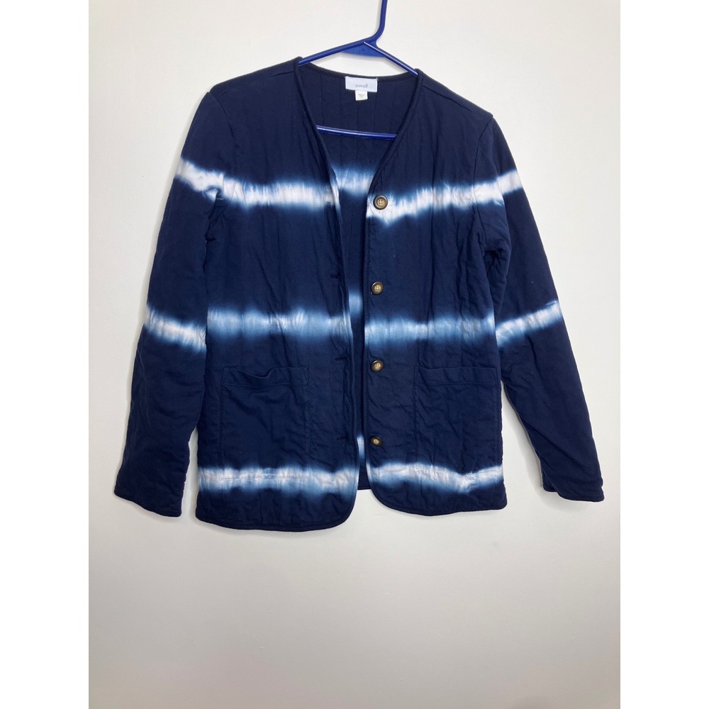 Pure Jill Quilted Jacket Women XS Navy Blue Excellent Tie Dye Shibori KJT234011